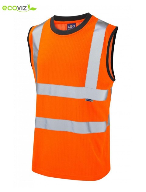 Leo Ashford Comfort Sleeveless T-Shirt Orange High Visibility